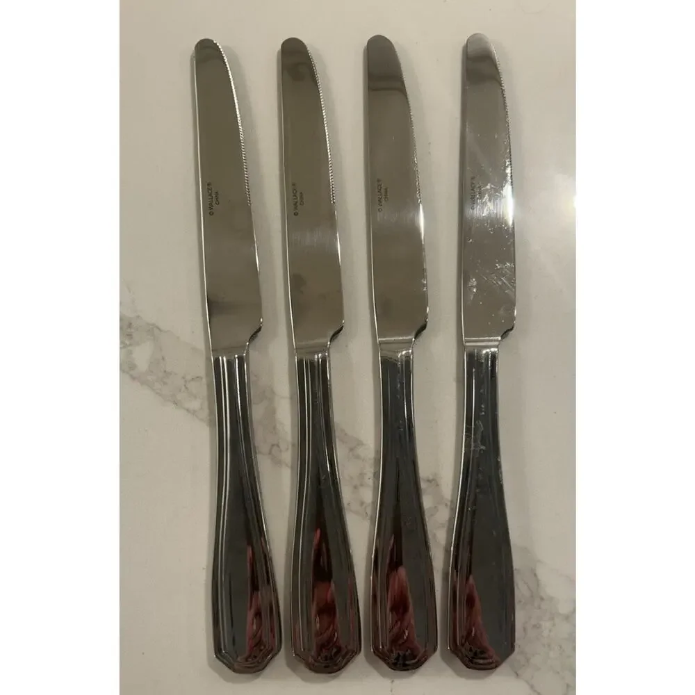 Wallace ARLINGTON Stainless Flatware Set of 3‎ Dinner Knives 9” Glossy Outline